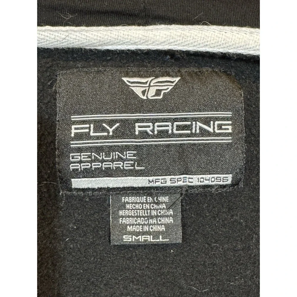 Fly Racing Black Full Zip Hoodie | Men’s Small | Moto MX Logo - Streetwear